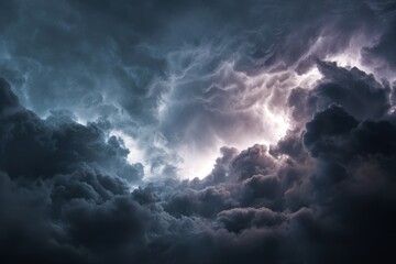 Fototapeta premium Mysterious Skies: Dark Thunderstorm Clouds with Ominous Lighting and Stormy Atmosphere
