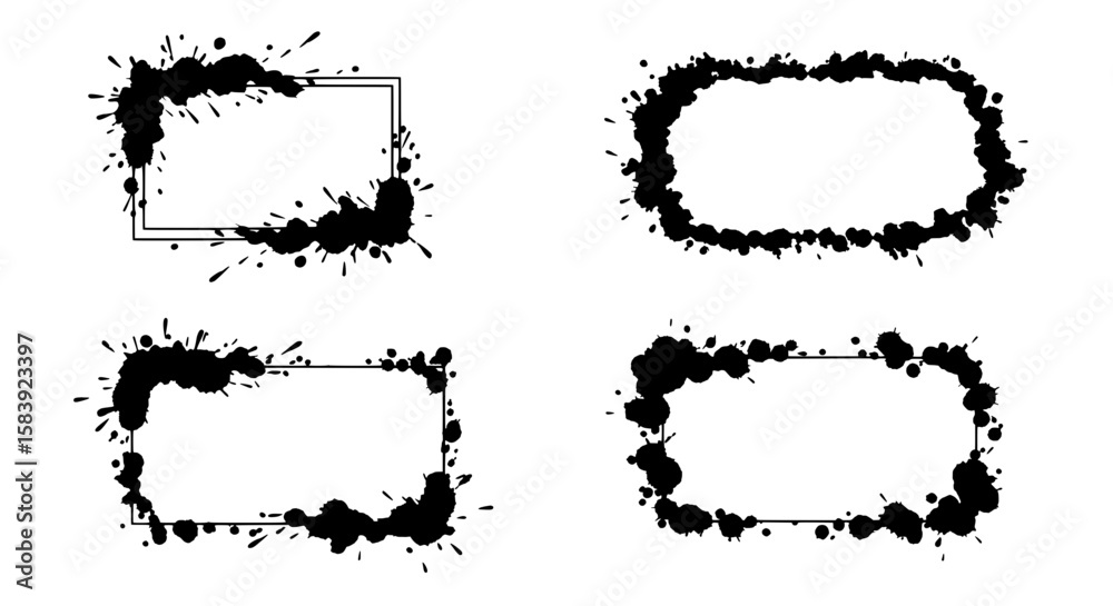 Poster ink splatter frames: set of four unique ink splatter frames, perfect for adding a creative touch to 