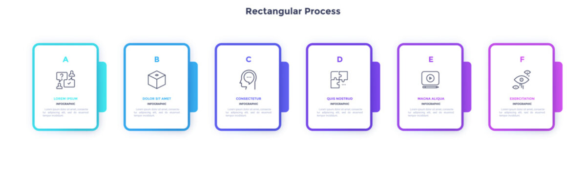 Startup project boosting research rectangular choice infographic chart design template. Business success infochart with icons. Instructional graphics with 6 options. Visual data presentation