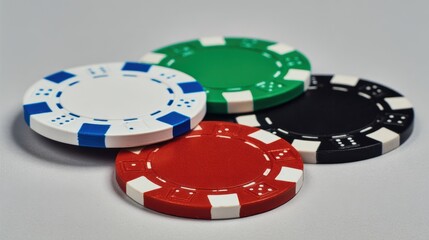 The colorful assortment of poker chips representing a thrilling casino experience.
