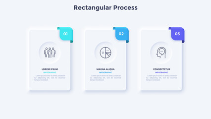 Startup project boosting research rectangular choice infographic chart design template. Business success infochart with icons. Instructional graphics with 3 options. Visual data presentation