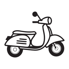 Black retro scooter with round headlight vintage transportation