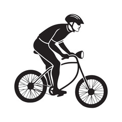 Cyclist wearing helmet riding bicycle sport