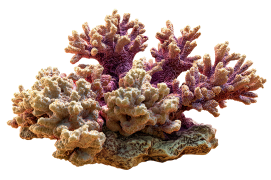 coral reef isolated on white or transparent background cutout, generative ai