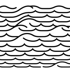 Abstract Waves: A minimalist graphic design showcasing a rhythmic pattern of dynamic, curving lines, evoking the movement and energy of ocean waves.