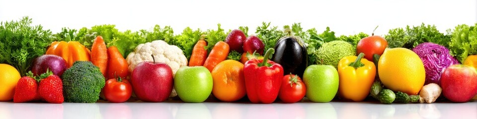 Bountiful Harvest: A Vibrant Collage of Fresh Fruits and Vegetables Framed in a Joyful Border