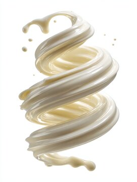 Creamy Swirl: Spiraled Milk Splash in Pure White, Capturing the Elegance of Fluid Motion