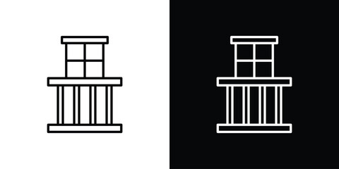 Balcony icon for concept and graphic design. Collection of high quality black style vector icons