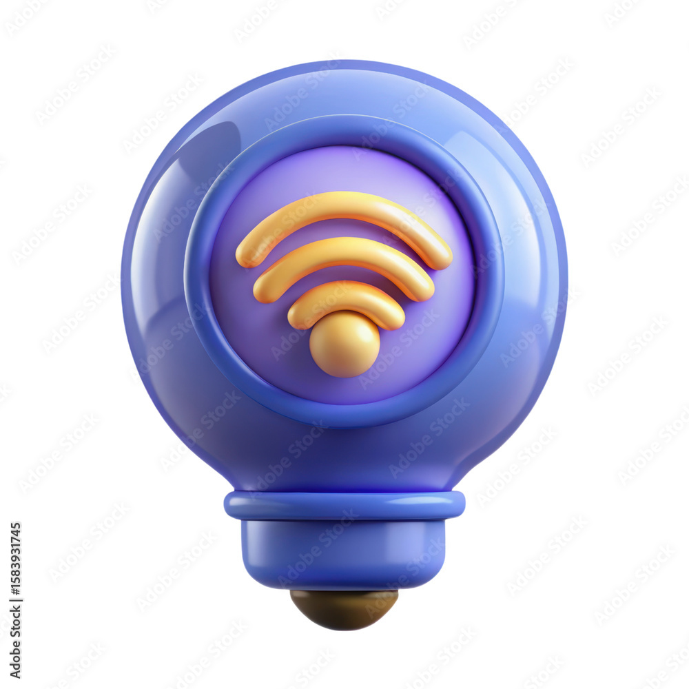 Poster A visually appealing 3d rendered lightbulb icon symbolizing wifi connectivity and internet access rendered with high-quality textures and design concepts.