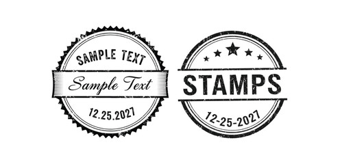 Vintage Rubber Stamp Vector Designs – Editable Retro Badge Templates
