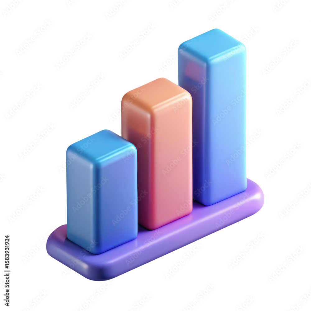 Fototapete a visually appealing illustration showcasing a 3d rendered bar graph in a sleek and modern plastic-s