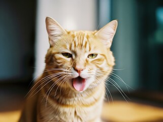 Cat lies dehydrated and exhausted from summer heat, signs of heat stress and dryness visible in fur and posture on floor indoors