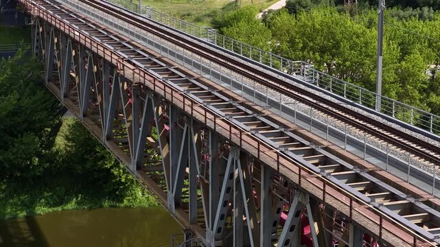 Refurbished Railway Bridge Over River in Jonava, Lithuania