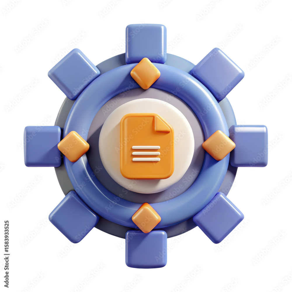 Fototapete high quality 3d rendering plastic-style icon of file processing and management isolated on a white b