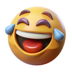 Fototapeta premium Laughing face emoji with tears rendered in high quality 3d creating a plastic-style icon representing humor happiness and joy isolated on a white background