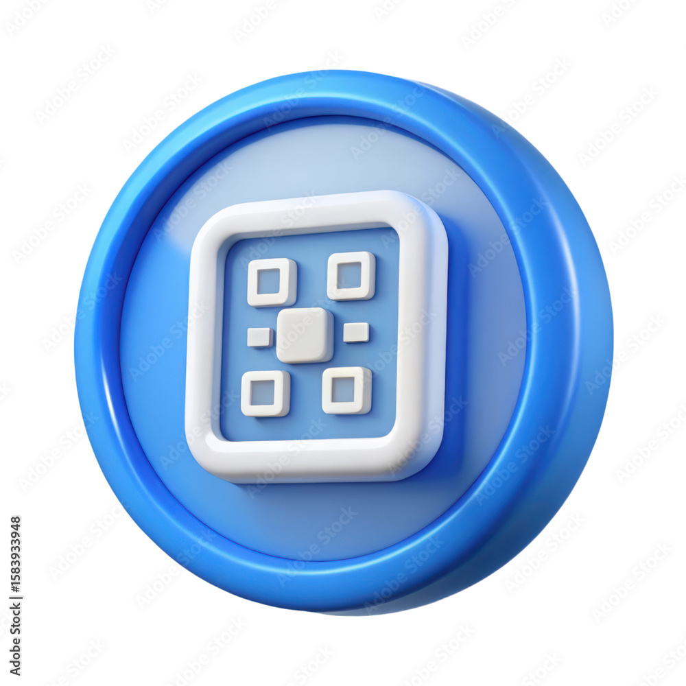 Fototapete modern high quality 3d rendering plastic-style icon of a menu grid symbol with a blue and white desi