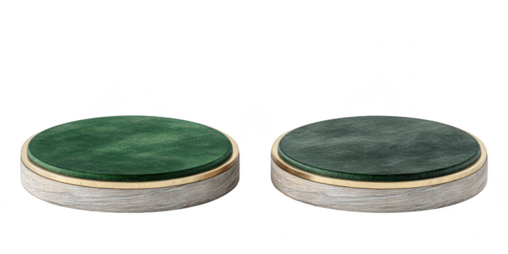 Two green display stands isolated on transparent png background