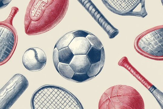 Sport equipment seamless pattern