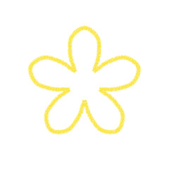 かわいい手描きのシンプルな花形のイラスト　黄色　イラスト　素材　アイコン　クレヨン風　