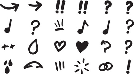 Arrows musical notes question marks hearts and other symbols music note exclamation mark