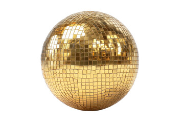 Golden disco mirror ball isolated on white