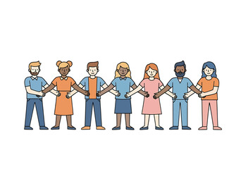 Diverse group illustration, unity and collaboration, standing together, community connections