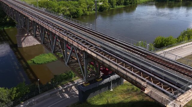 Refurbished Railway Bridge Over River in Jonava, Lithuania