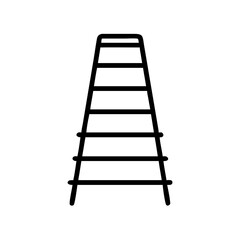 Simple black outline of a sports agility ladder , transparent background