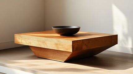 Minimalist wooden coffee table with clean lines adds elegance to modern living space