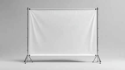 Blank White Step And Repeat Mockup for Event Presentation on Gray Background