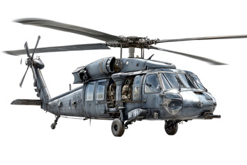 military helicopter on a transparent background