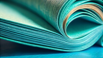 Abstract Close Up of Teal and Beige Paper Stack Texture