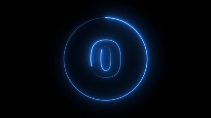 5 second countdown timer animation with neon number text glowing from 5 to 0 with interesting circle animation. Circle countdown timer 5 sec animation.  - Powered by Adobe