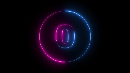 5 second countdown timer animation with neon number text glowing from 5 to 0 with interesting circle animation. Circle countdown timer 5 sec animation.  - Powered by Adobe