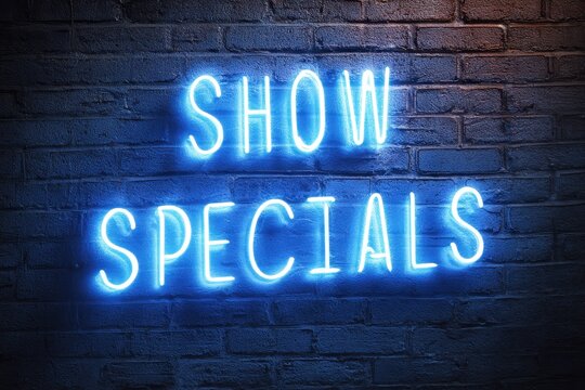 Vibrant Show Specials Neon Glow on Urban Brick Wall