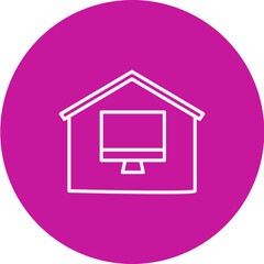 Work From Home Vector Pink Circle Icon Design