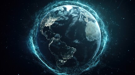 Obraz premium Digital earth global network connection futuristic visualization