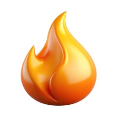 Stylized 3d flame icon with smooth orange and yellow gradients isolated on white background
