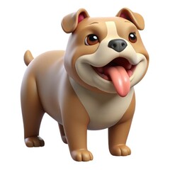 Cute cartoon bulldog with tongue out isolated on white background
