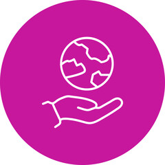 Earth and Hands  Vector Pink Circle Icon Design