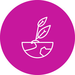 Green Planet  Vector Pink Circle Icon Design