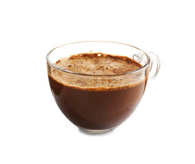 Tasty instant coffee in cup isolated on white