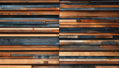 Wood planks stacked background with textured timber panels for design projects. Wooden background.