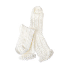 Pair of comfortable socks isolated on white, top view