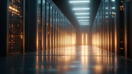 Futuristic server room interior data center network technology digital infrastructure