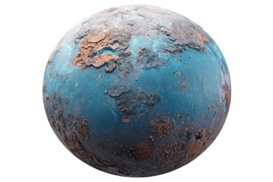 Weathered sci-fi planet texture, isolated on transparent background. PNG - Powered by Adobe
