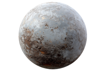 Weathered sci-fi planet texture, isolated on transparent background. PNG