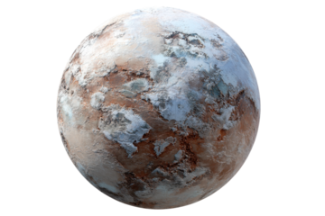 Weathered sci-fi planet texture, isolated on transparent background. PNG
