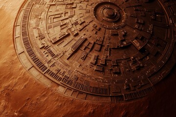  Spaceship landing on alien desert planet with futuristic architecture in extraterrestrial landscape atmosphere