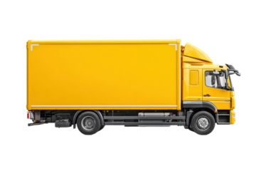yellow cargo truck on a white background